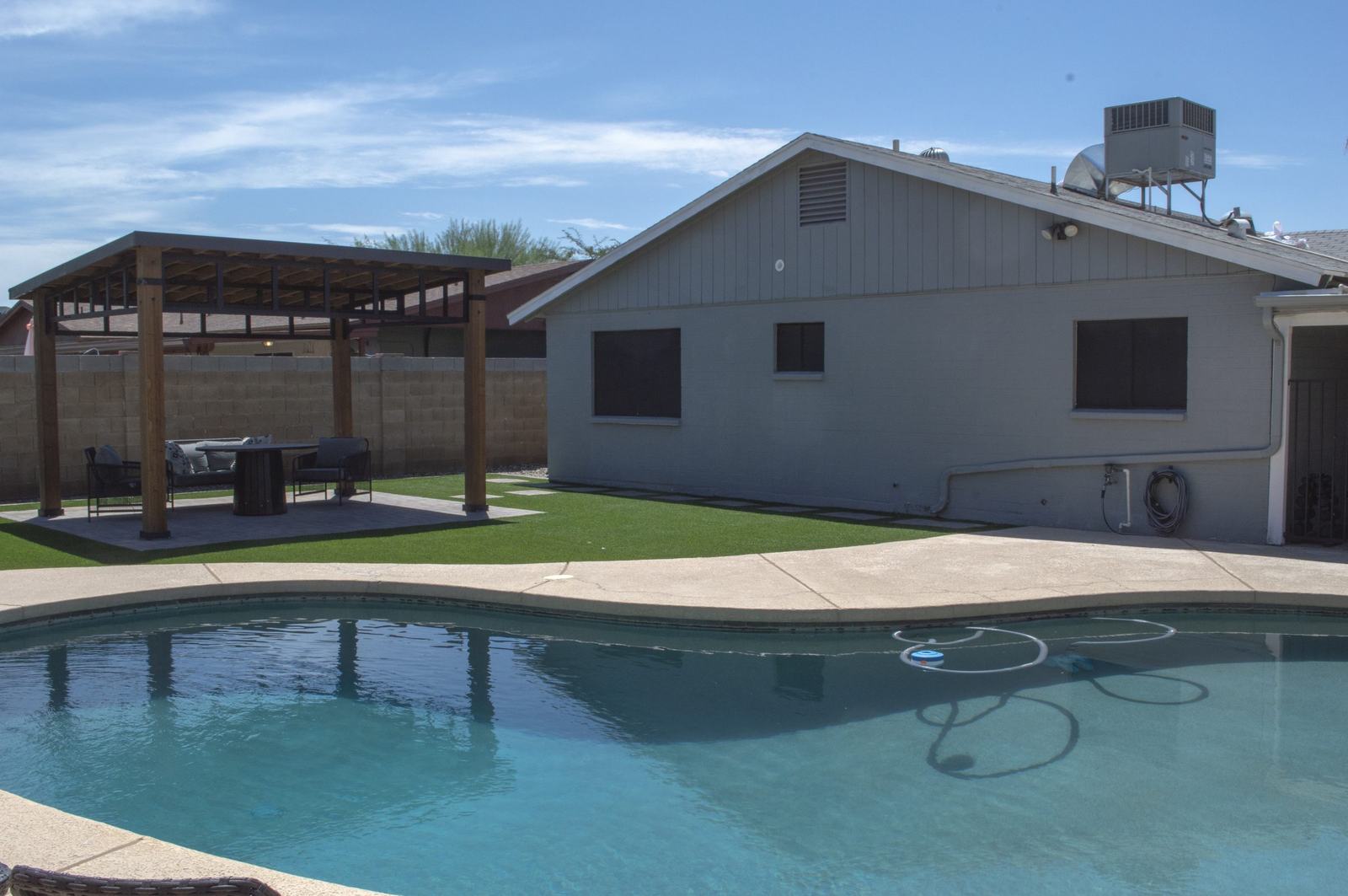 Private pool and turf backyard at The Ellis, Tempe